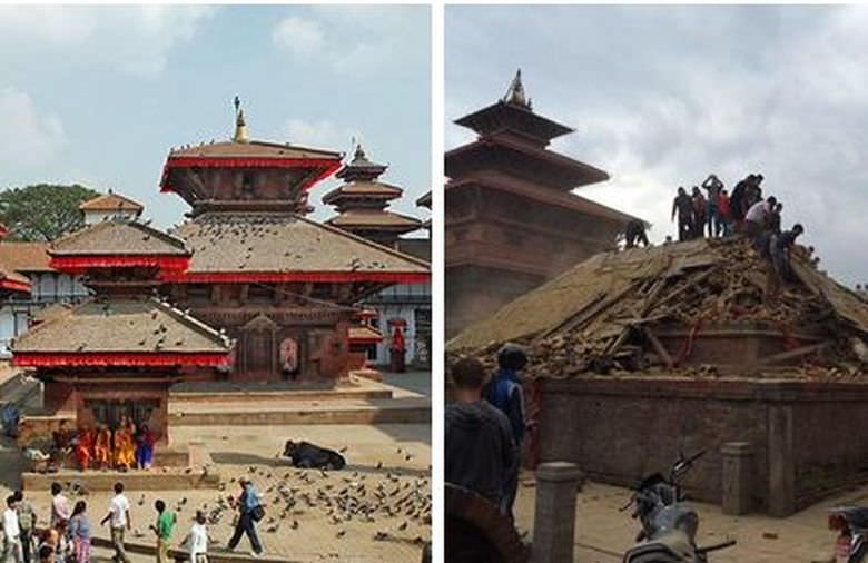Terremoto del Nepal antes y después de los monumentos históricos 2