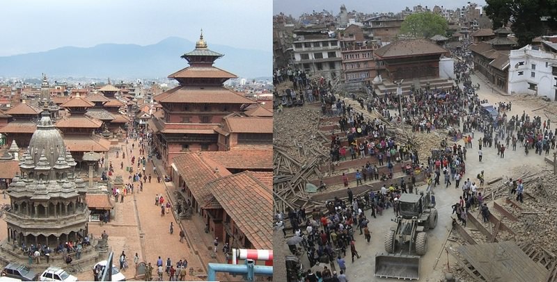 Terremoto del Nepal antes y después de los monumentos históricos 4