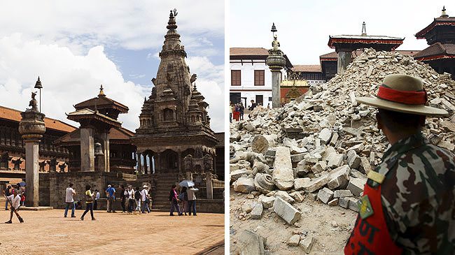 Terremoto del Nepal antes y después de los monumentos históricos 5